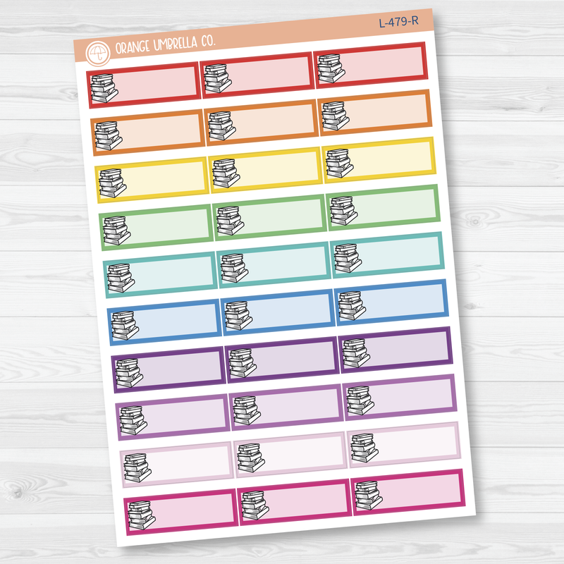 Book Stack / Reading Tracker Color Label & Icon Planner Stickers | L-479