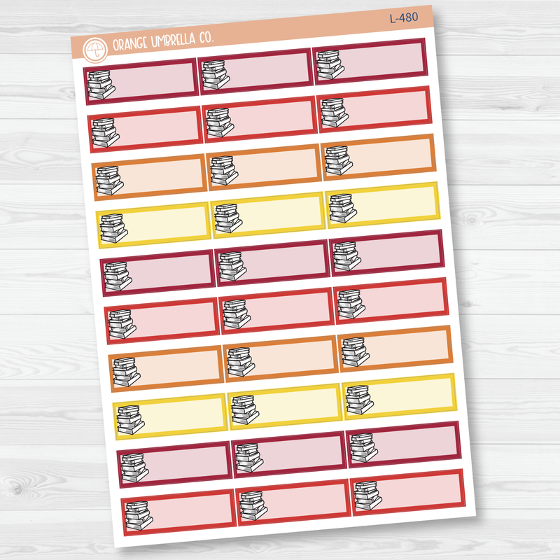 Book Stack / Reading Tracker Color Label & Icon Planner Stickers | L-480-L-482