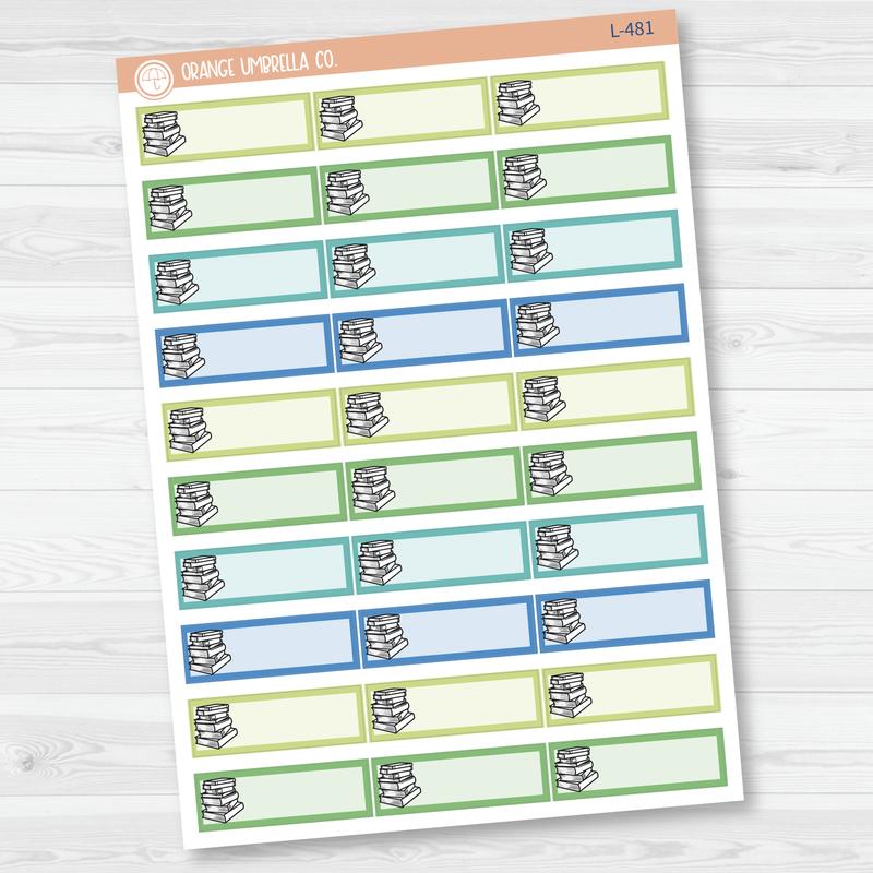 Book Stack / Reading Tracker Color Label & Icon Planner Stickers | L-480-L-482