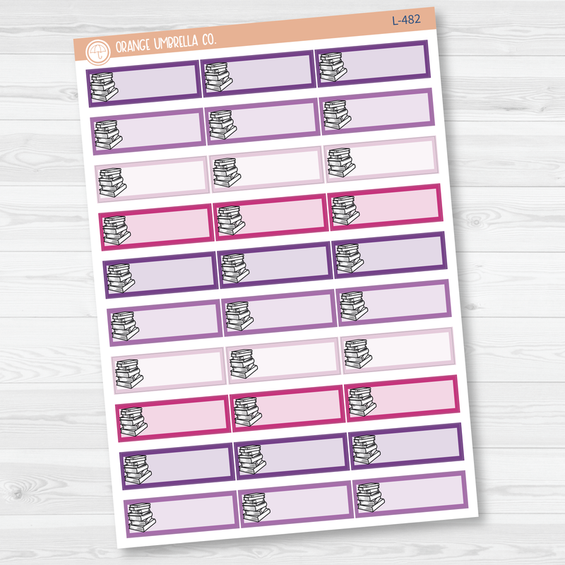 Book Stack / Reading Tracker Color Label & Icon Planner Stickers | L-480-L-482