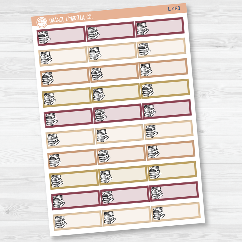 Book Stack / Reading Tracker Color Label & Icon Planner Stickers | L-483-L-485