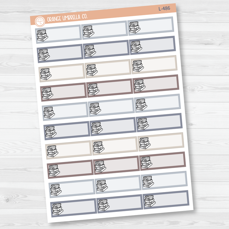 Book Stack / Reading Tracker Color Label & Icon Planner Stickers | L-486-L-487