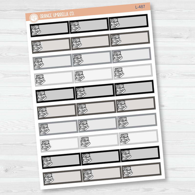 Book Stack / Reading Tracker Color Label & Icon Planner Stickers | L-486-L-487