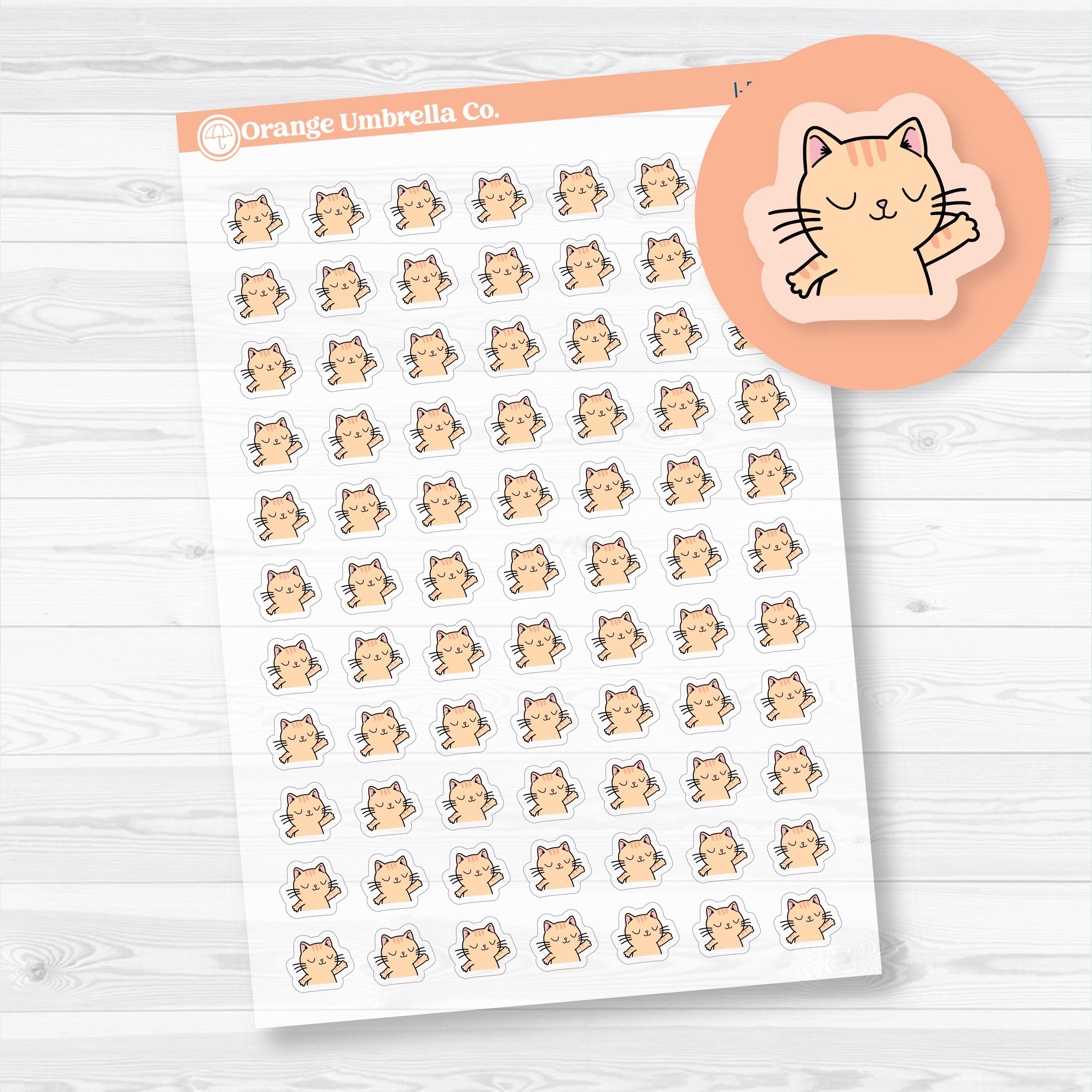 clear matte mini spazz planner stickers transparent kawaii cat icon tah dah pose for marking accomplishments