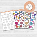 White matte sticker sheet featuring 31 peony flower stickers in various sizes and mixed colors.