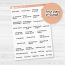 School Related Holiday Jen Plans Script Planner Stickers | FJP Clear Matte | S-001-BCM