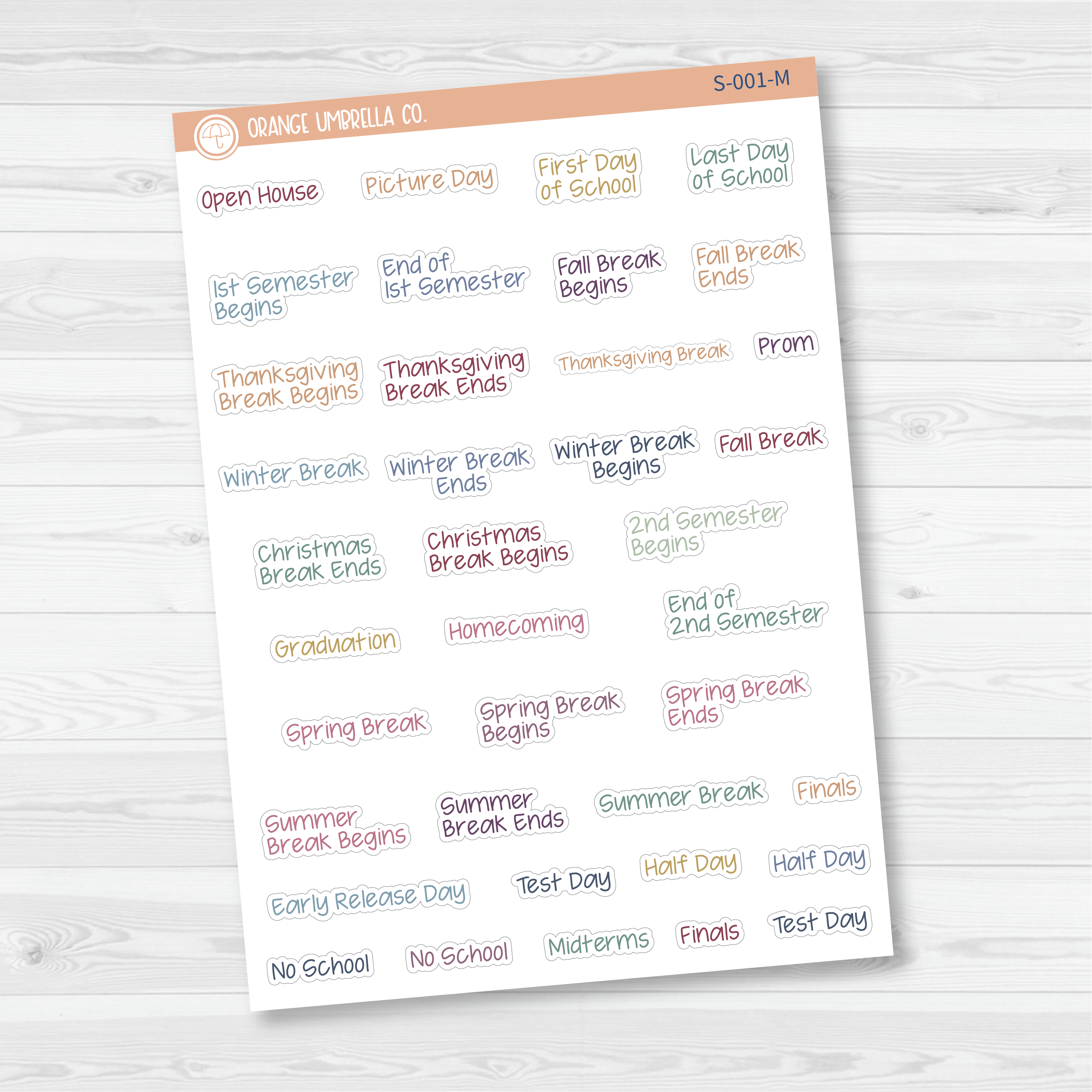 School Related Holiday Jen Plans Script Planner Stickers | FJP | S-001