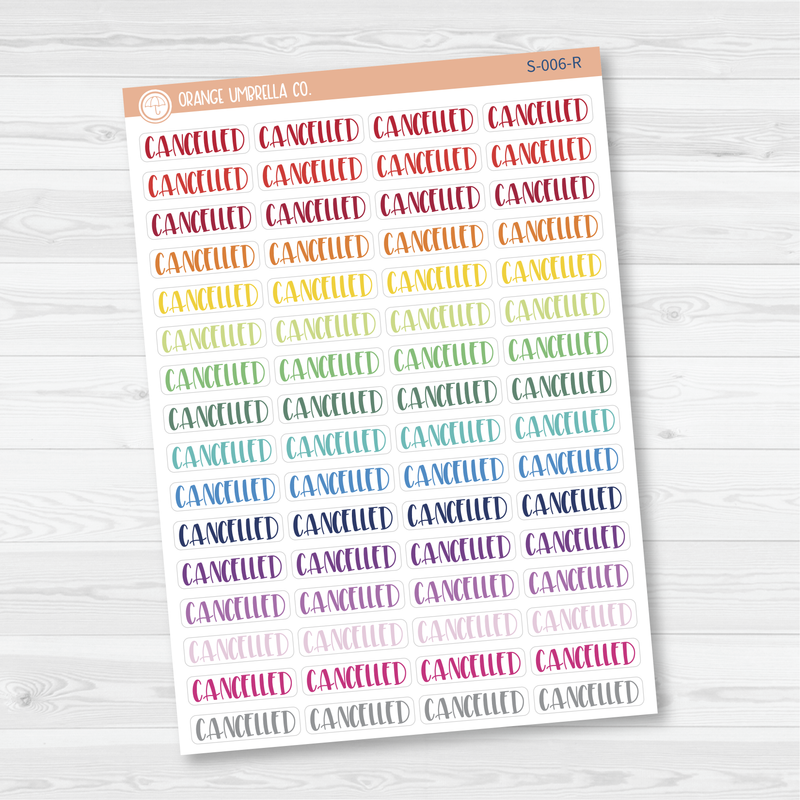 CLEARANCE | Cancelled Script Planner Stickers | F1 | S-006