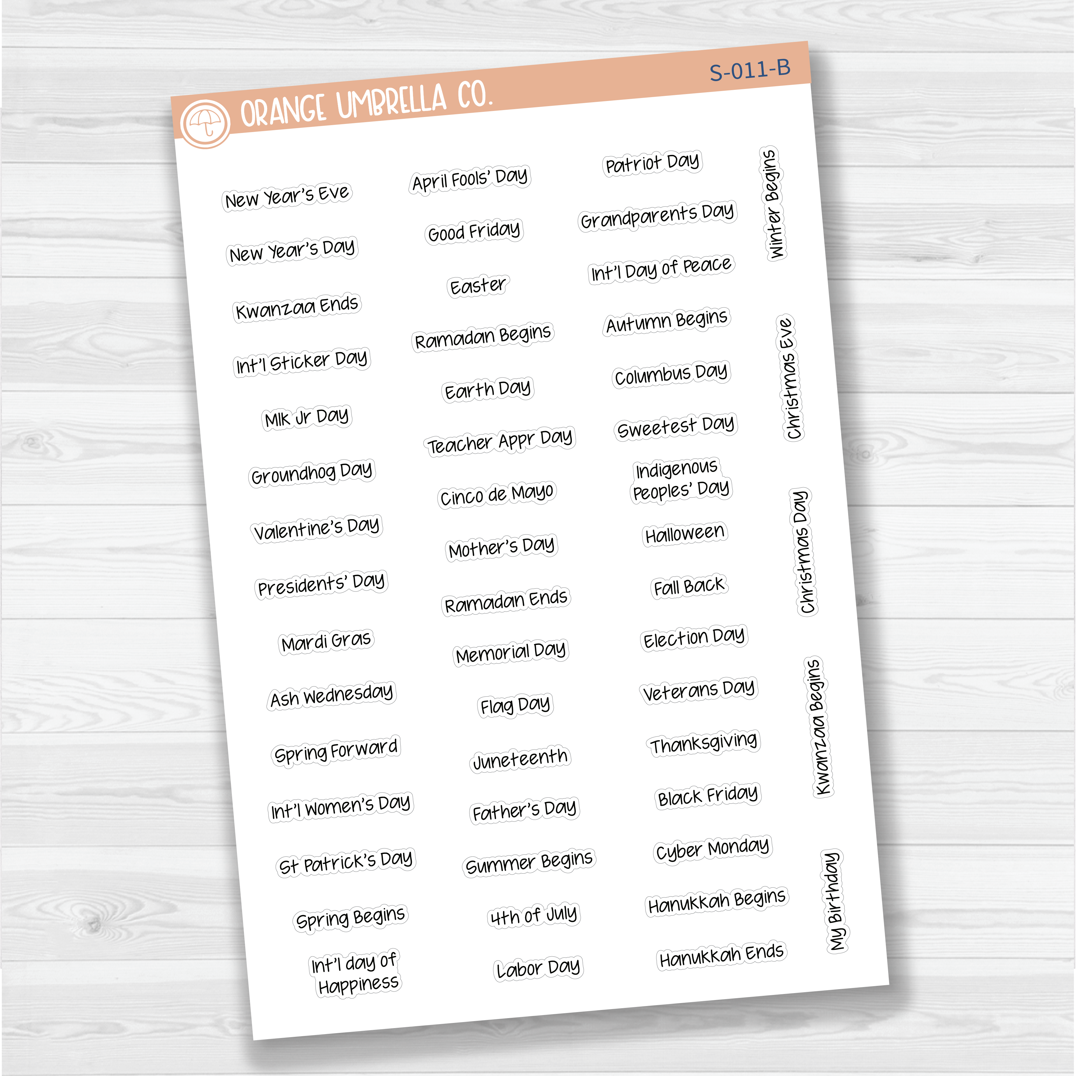 US Holidays Jen Plans Script Planner Stickers | FJP | S-011