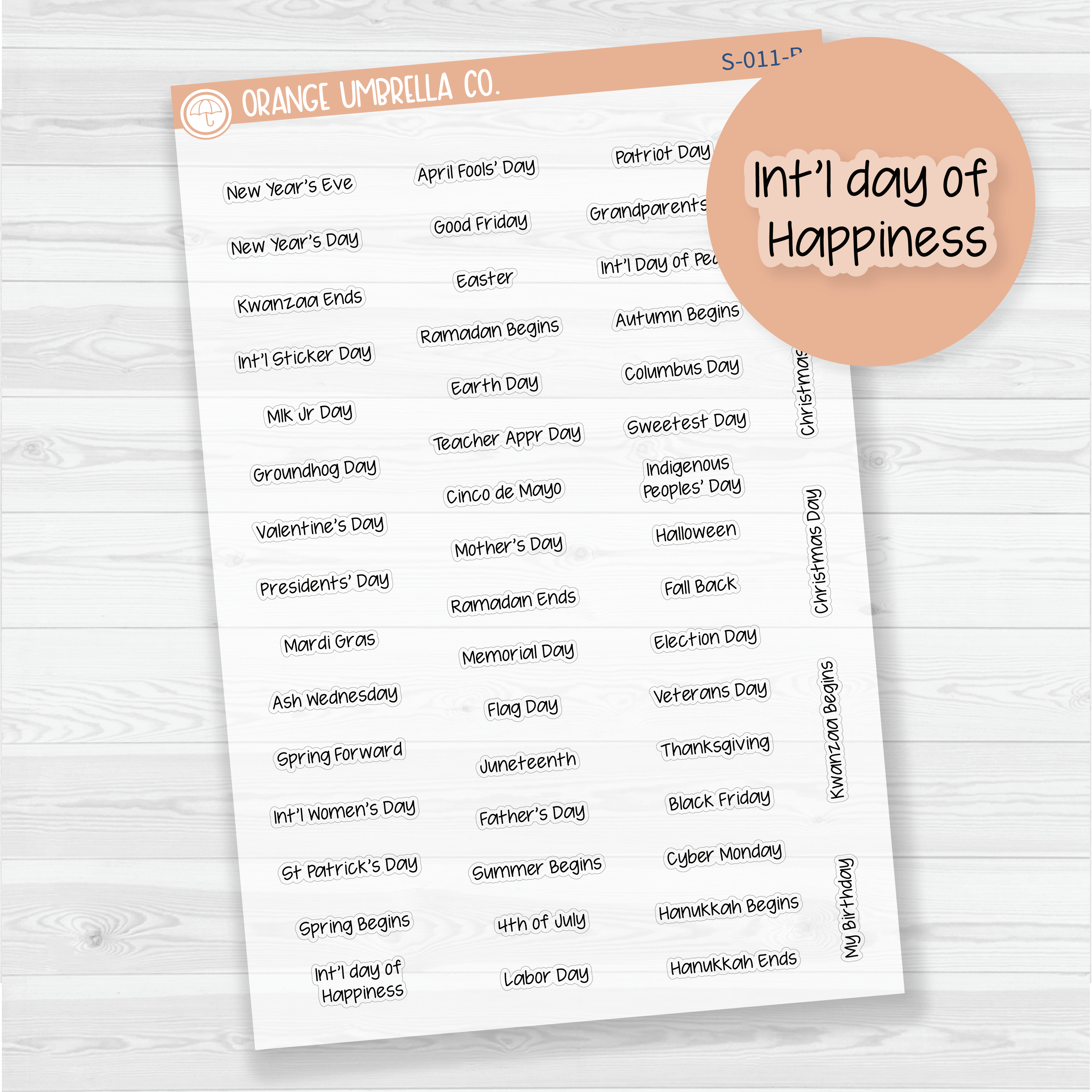 US Holidays Jen Plans Script Planner Stickers | FJP Clear Matte | S-011-BCM