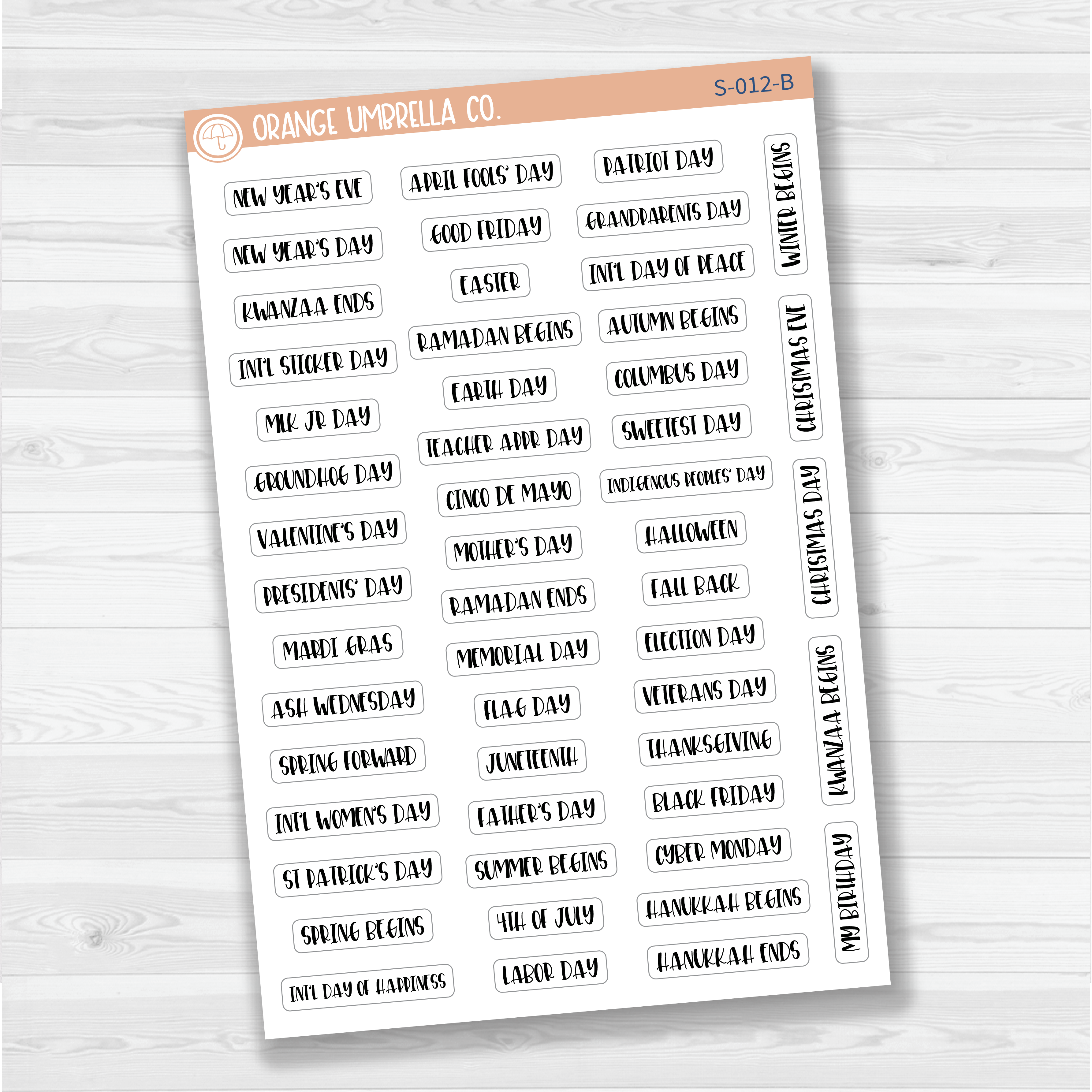 US Holidays Script Planner Stickers | F1 | S-012