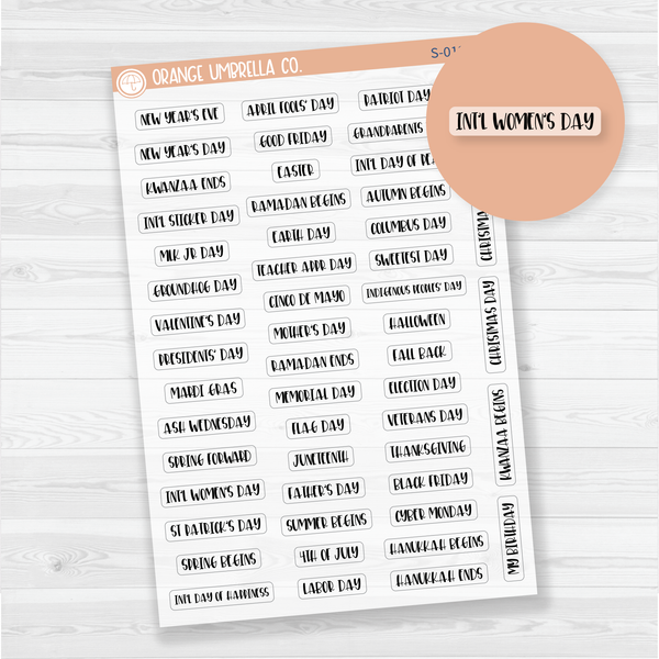 US Holiday Script Planner Stickers | F1 Clear Matte | S-012-BCM