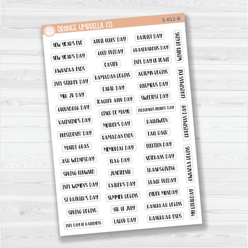 US Holiday Script Planner Stickers | F1 | S-012