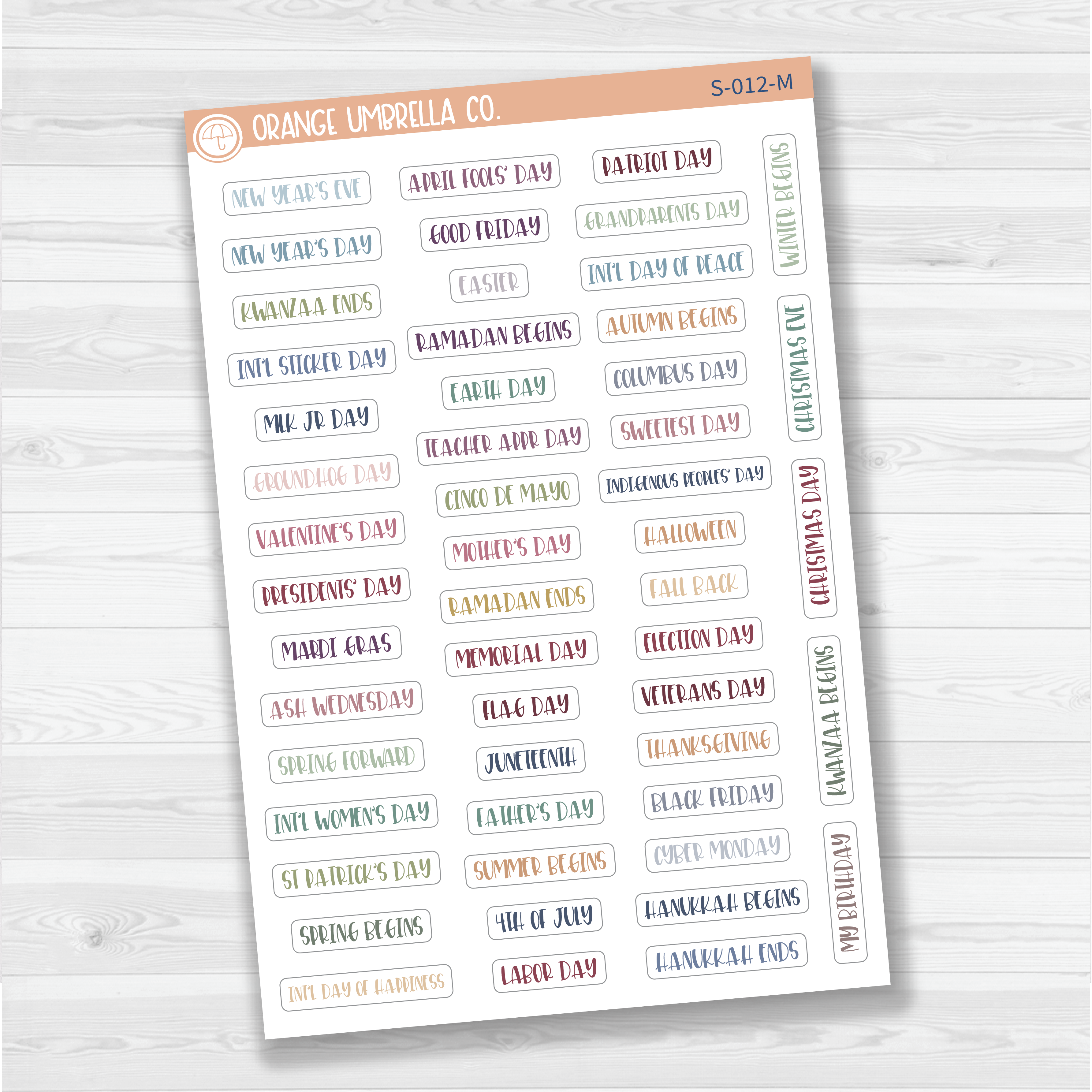 US Holidays Script Planner Stickers | F1 | S-012