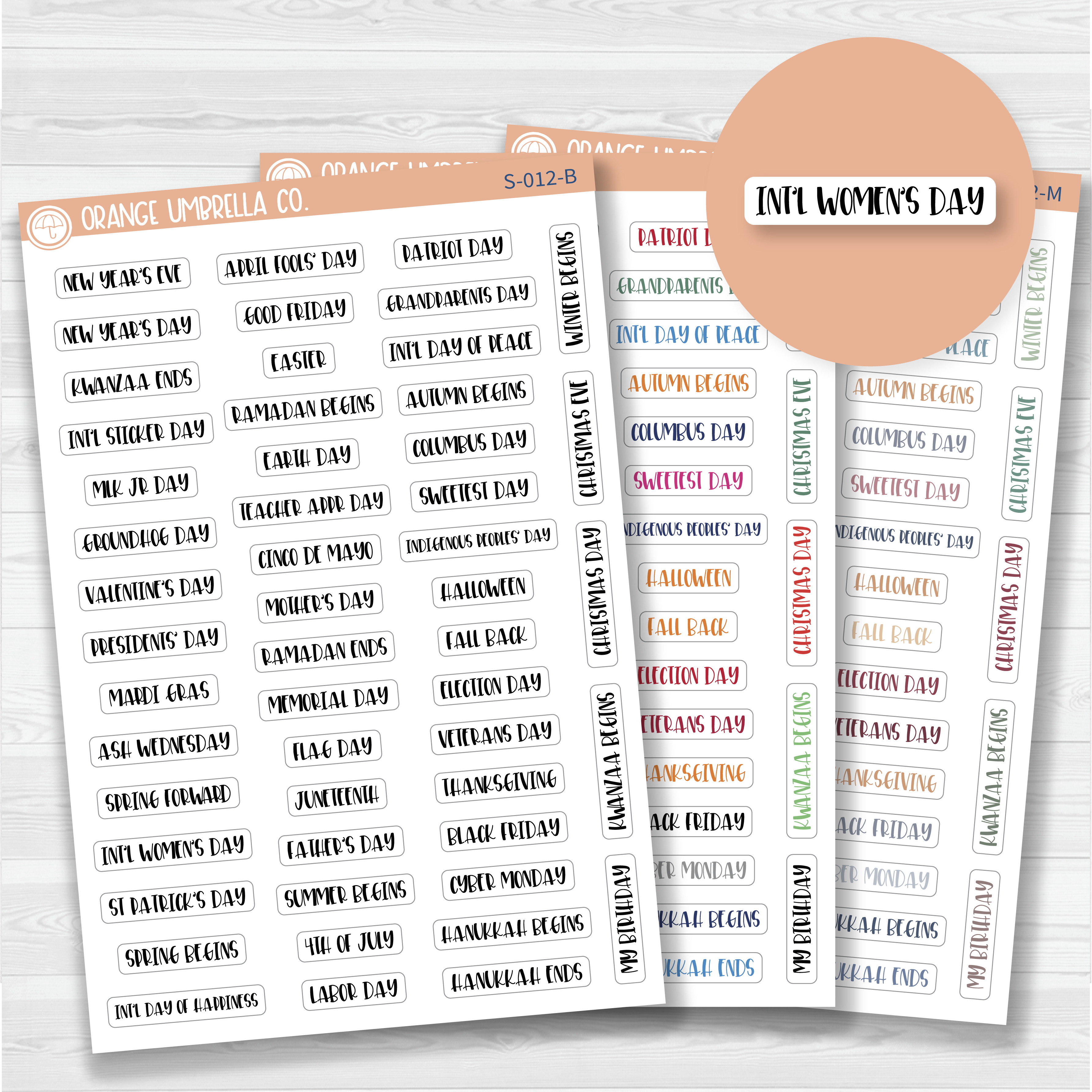 US Holidays Script Planner Stickers | F1 | S-012