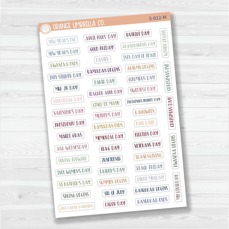 US Holiday Script Planner Stickers | F1 | S-012