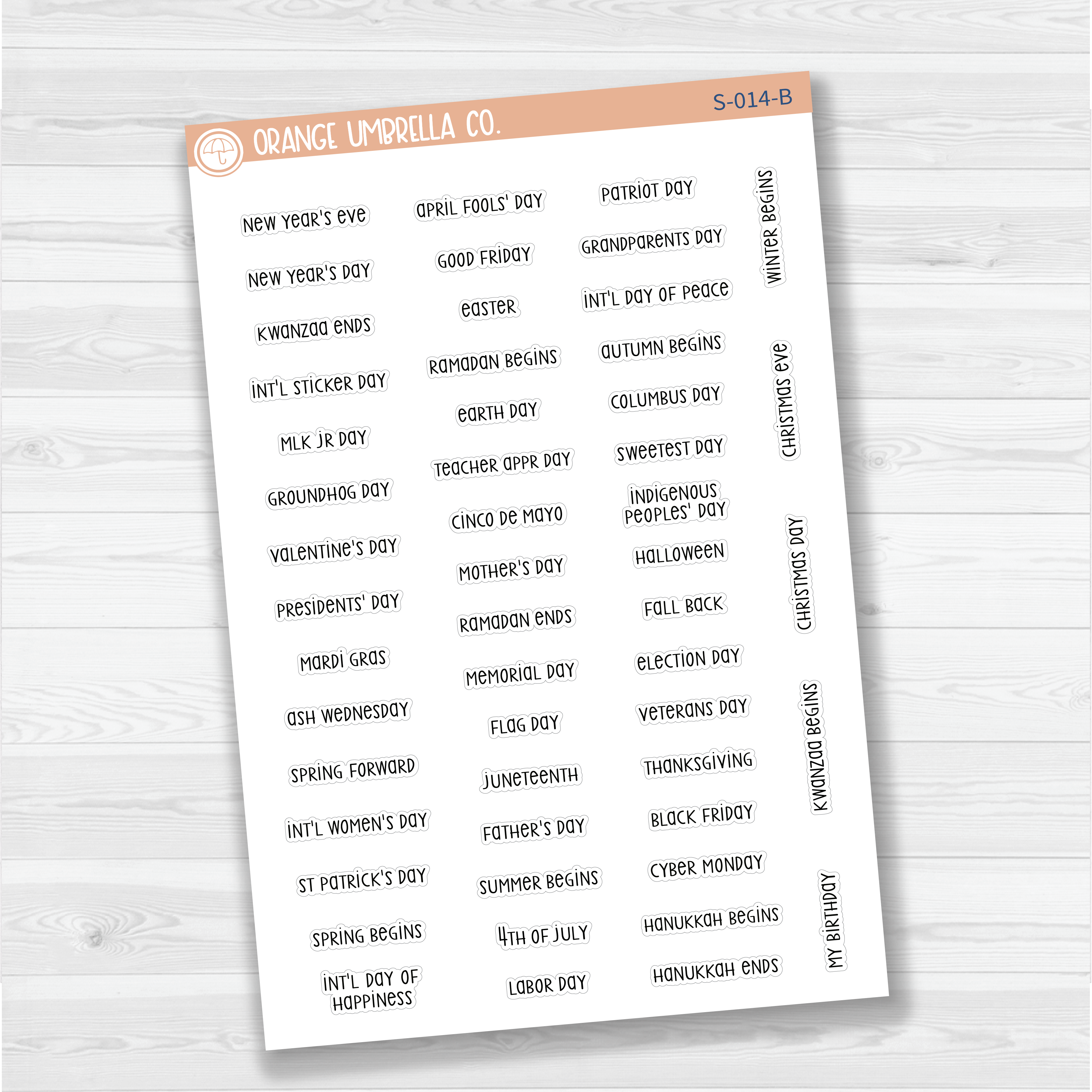 US Holidays Script Planner Stickers | F3 | S-014