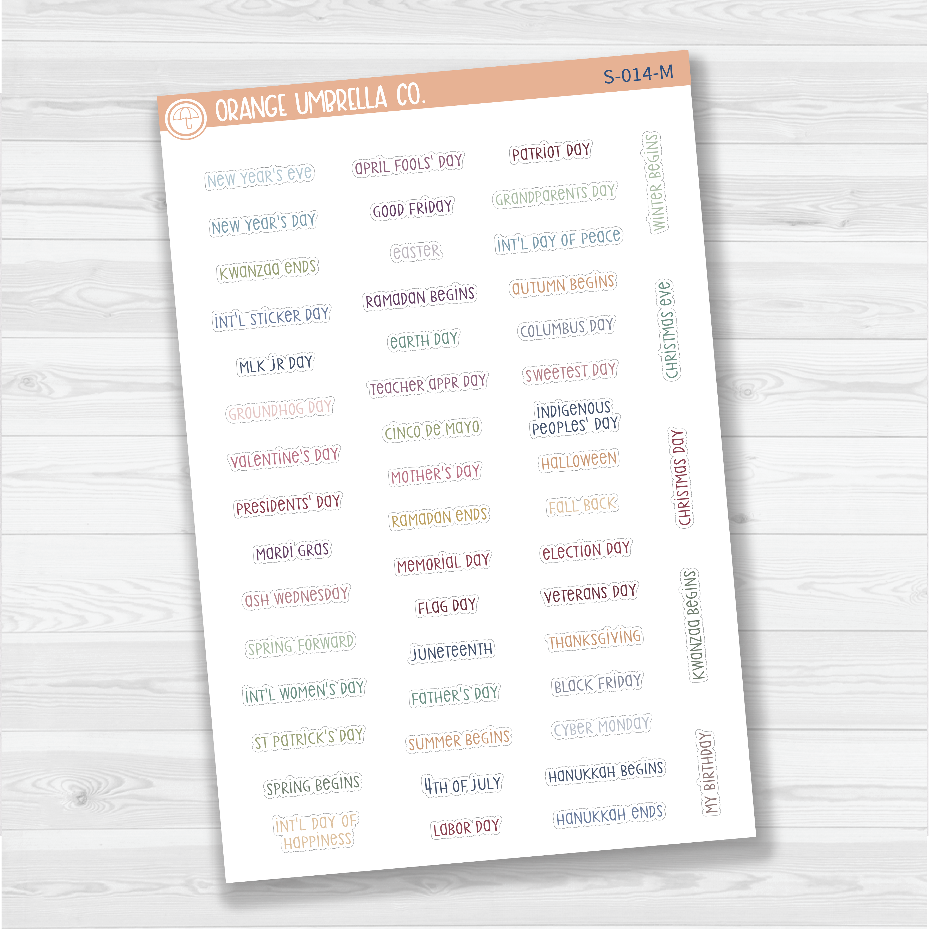 US Holidays Script Planner Stickers | F3 | S-014