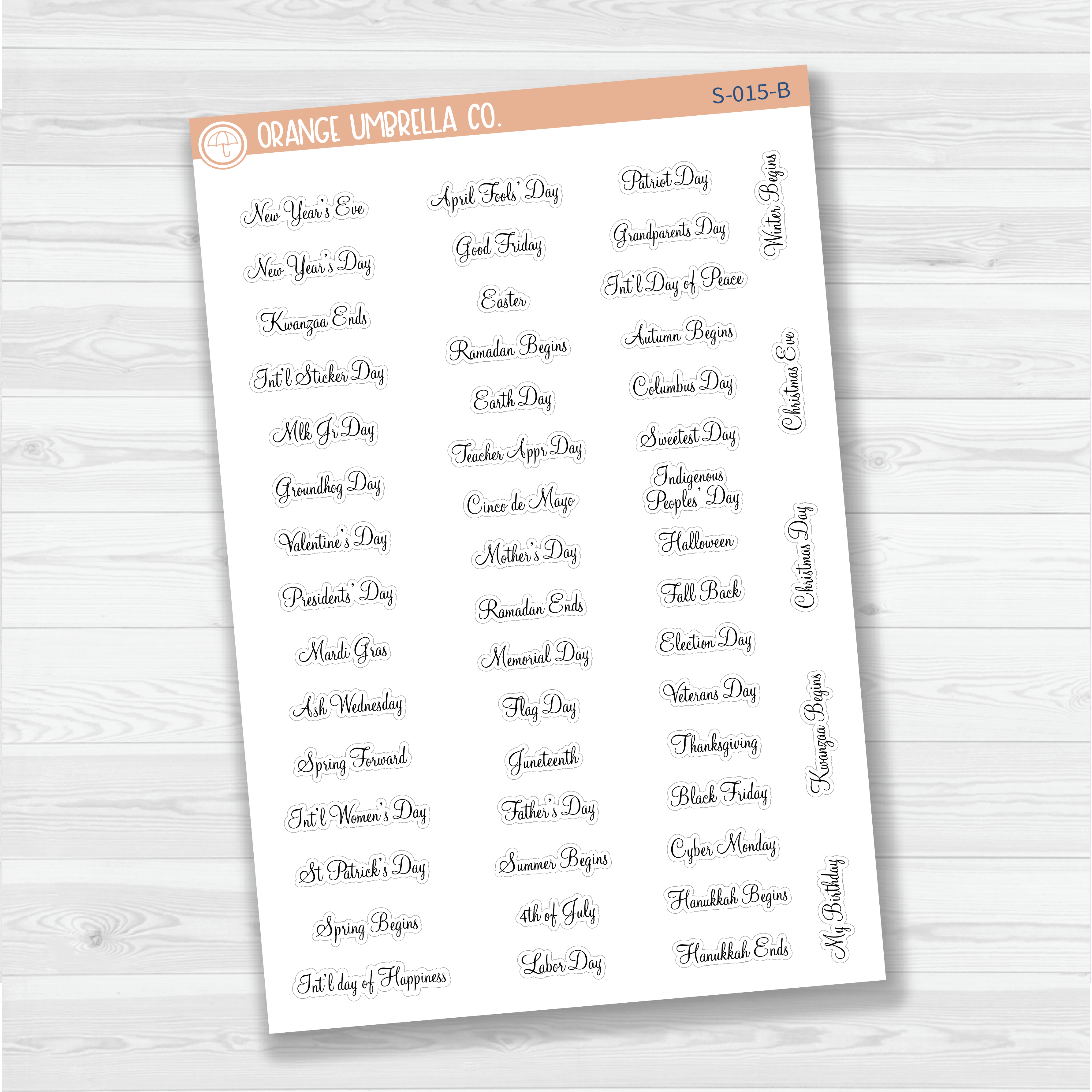 US Holidays Script Planner Stickers | F4 | S-015