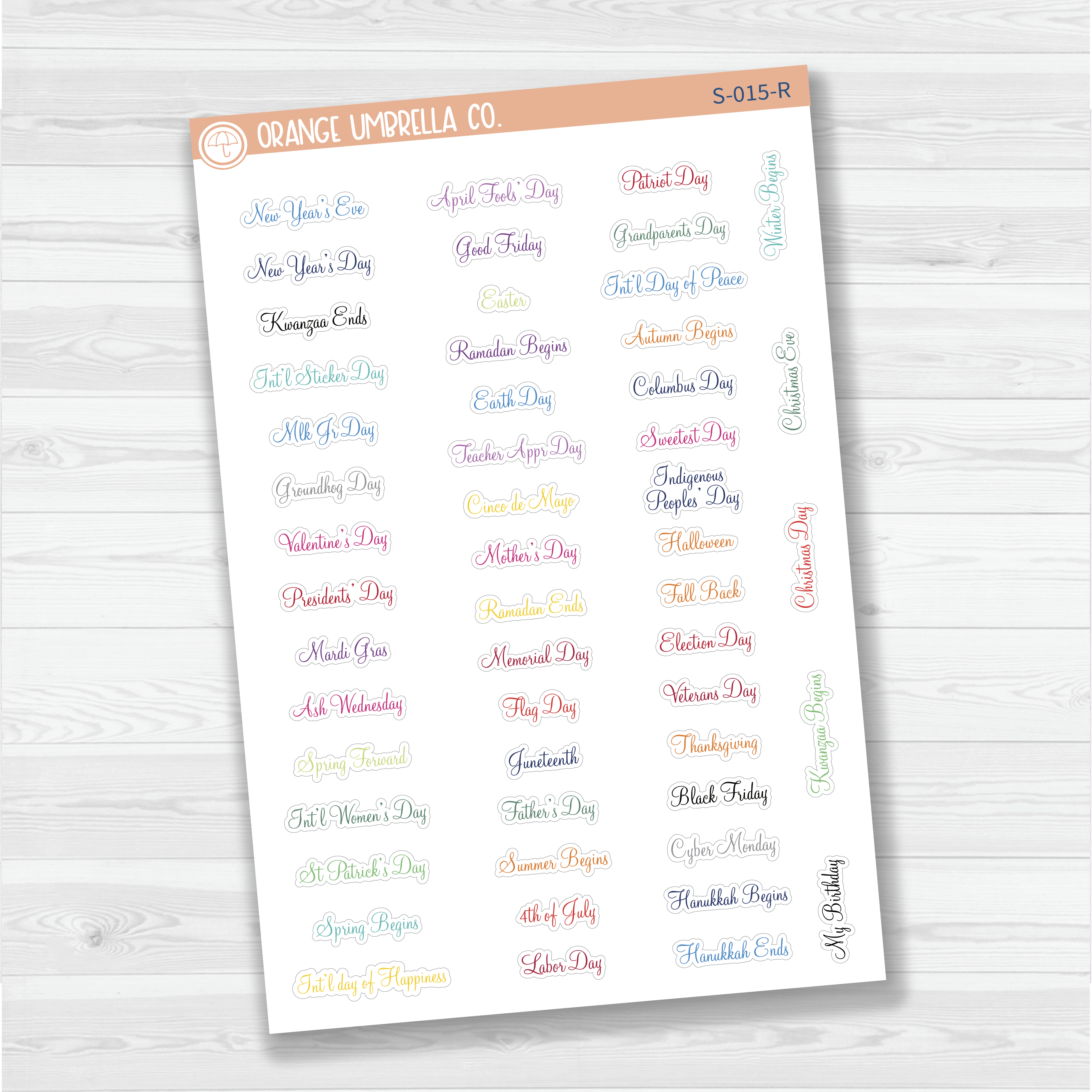 US Holidays Script Planner Stickers | F4 | S-015