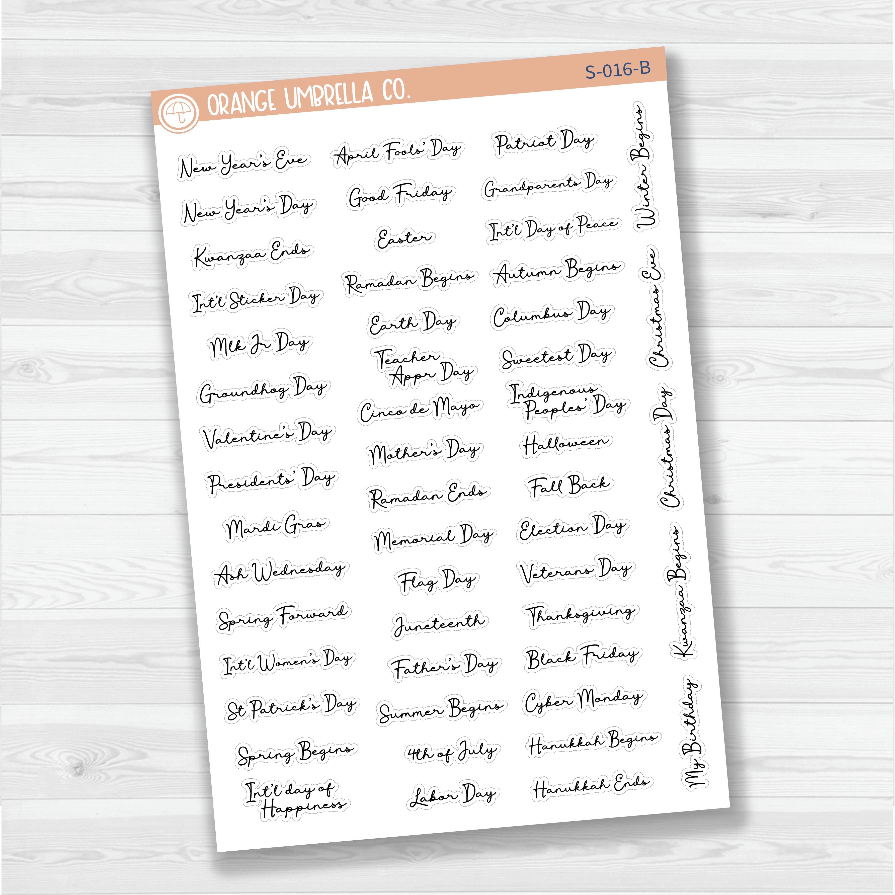 US Holidays Script Planner Stickers | F5 | S-016