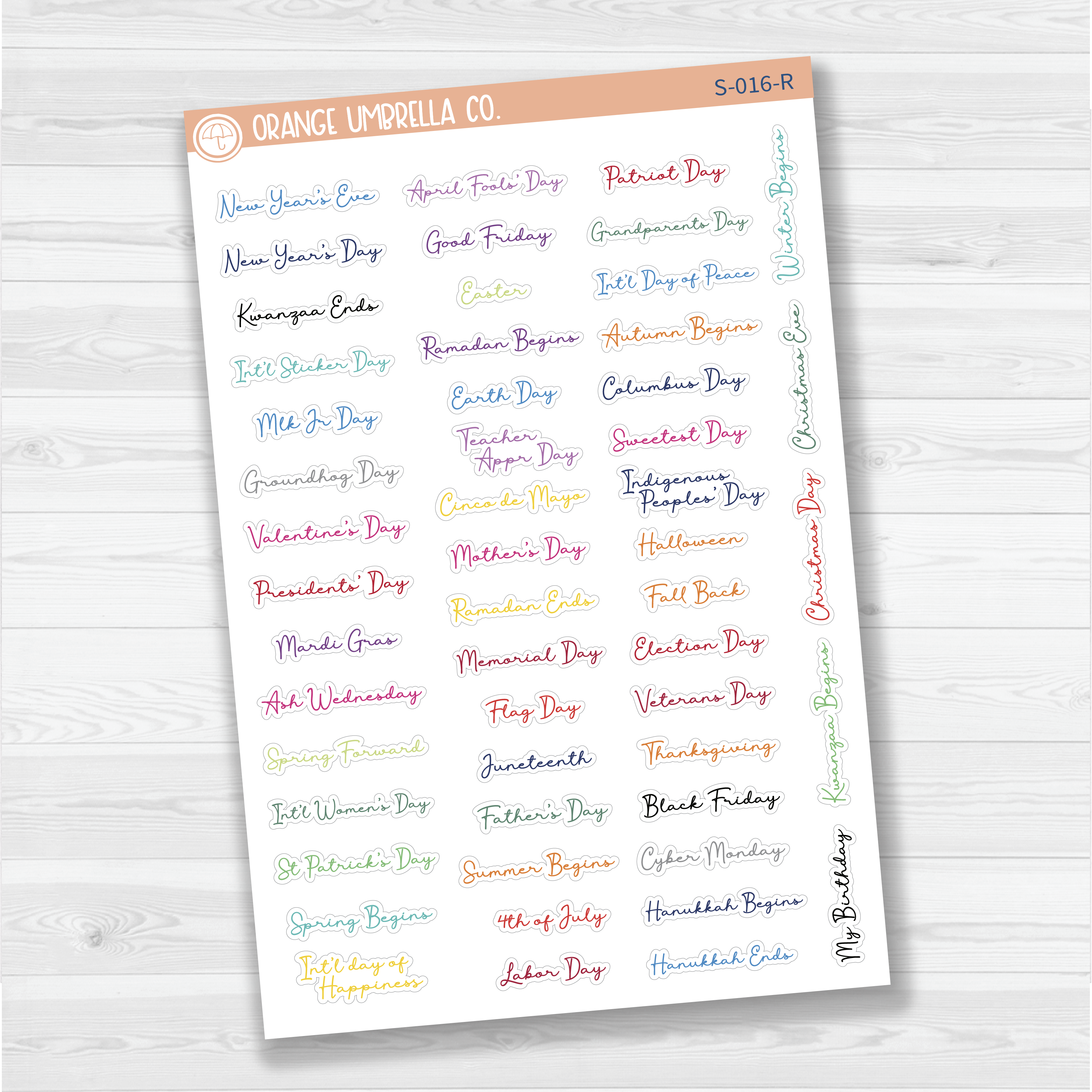 US Holidays Script Planner Stickers | F5 | S-016