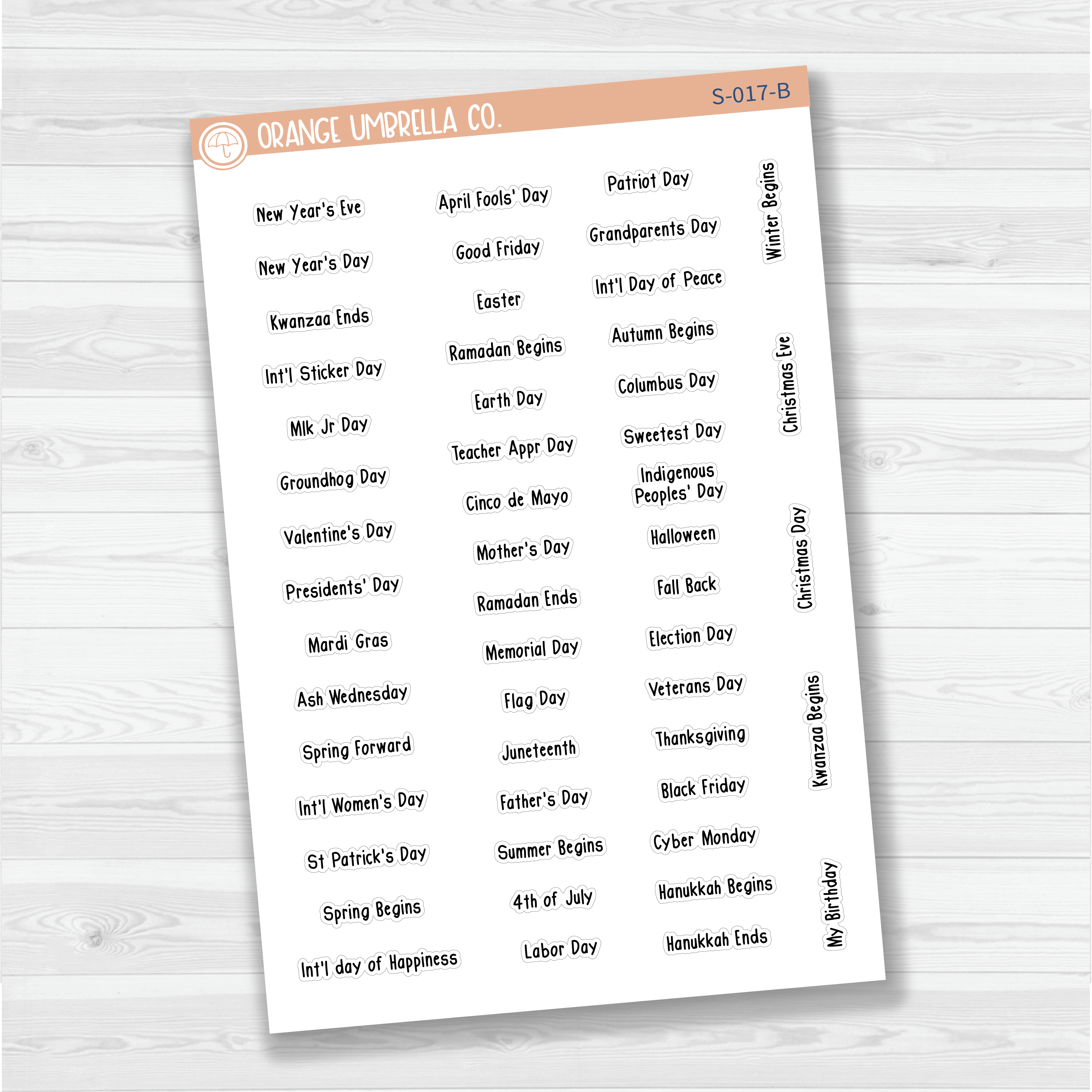 US Holidays Saray Plans Script Planner Stickers | FSP | S-017