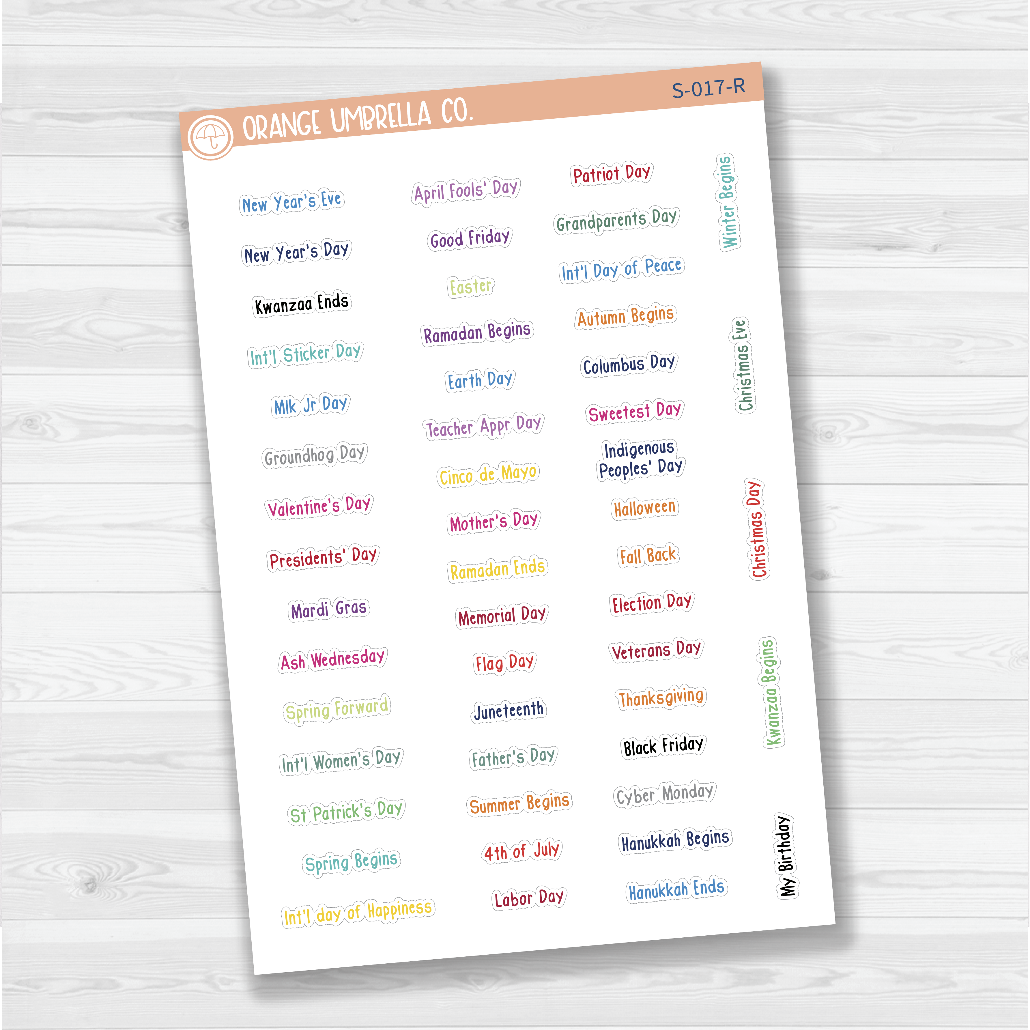 US Holidays Saray Plans Script Planner Stickers | FSP | S-017