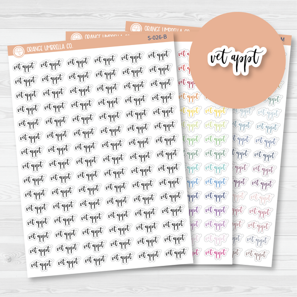 Vet Appointment Script Planner Stickers | F2 | S-026/ 916-008