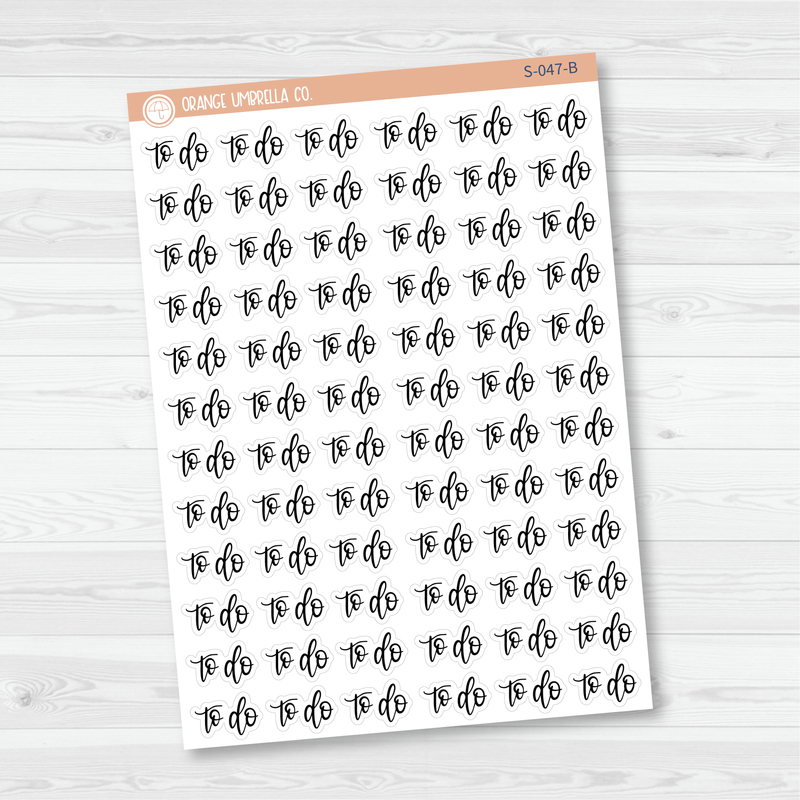 To Do Script Planner Stickers | F7 | S-047 / 904-013-001L-WH