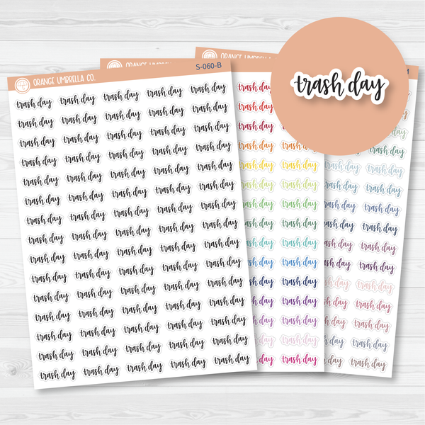 CLEARANCE | Trash Day Script Planner Stickers | F7 | S-060