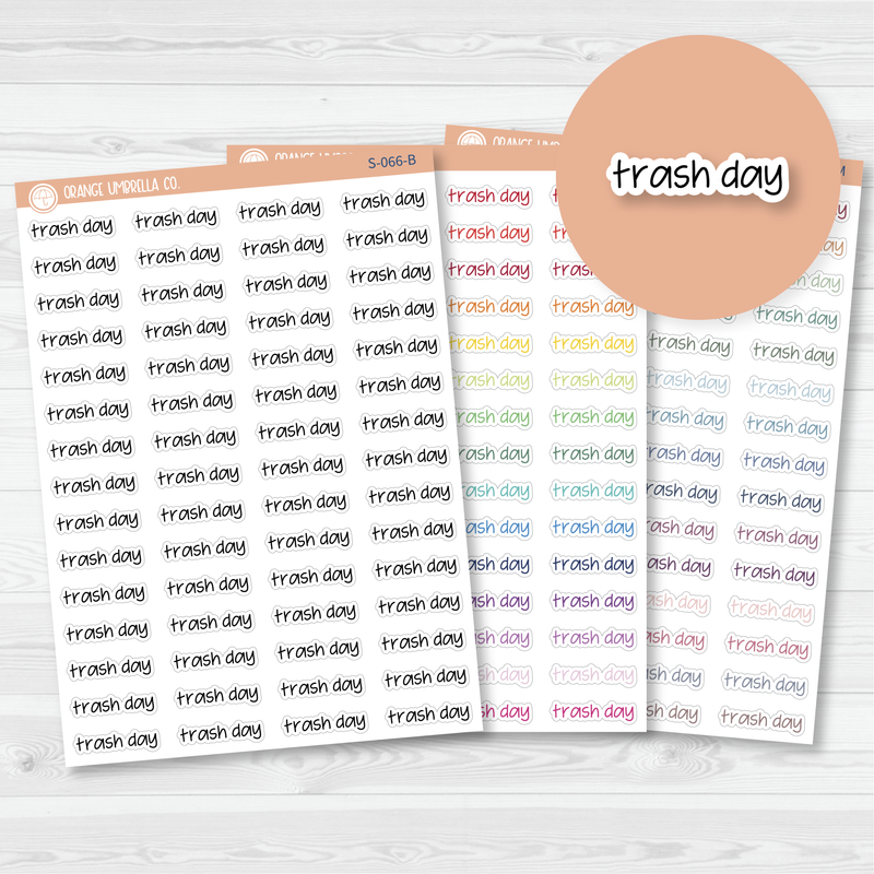 Trash Day Jen Plans Script Planner Stickers | FJP | 904-134-001L-WH