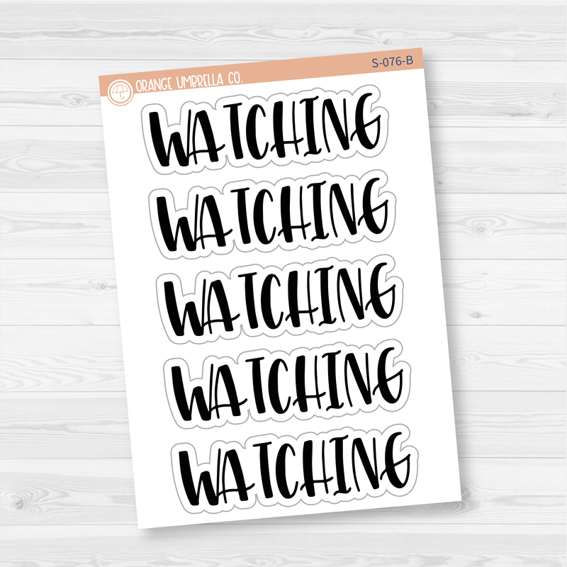 Watching Header Script Planner Stickers | F1 | S-076-B