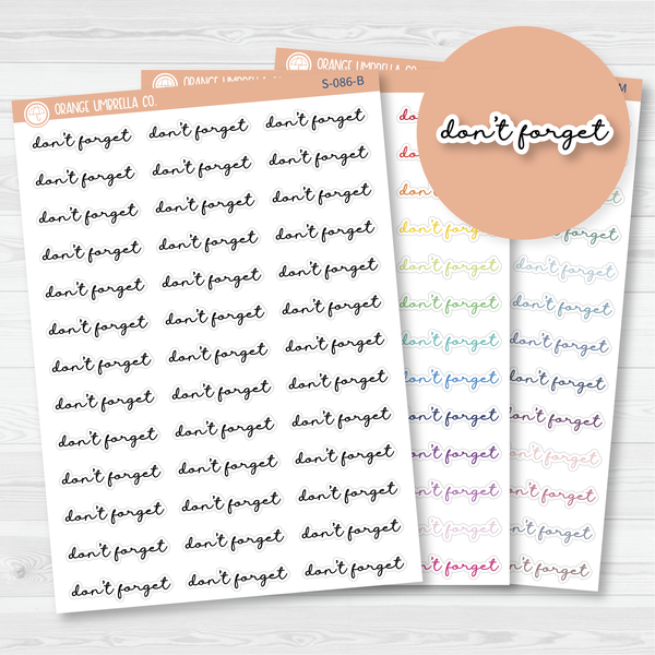 CLEARANCE | Don't Forget Script Planner Stickers | F5 | 904-200 / S-086