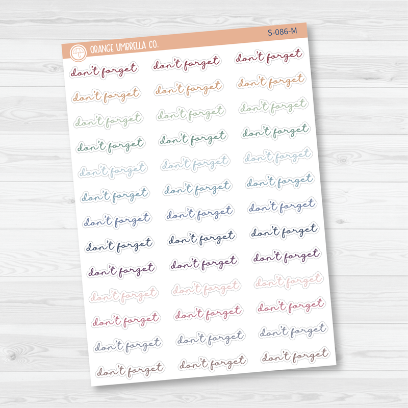 CLEARANCE | Don't Forget Script Planner Stickers | F5 | 904-200 / S-086