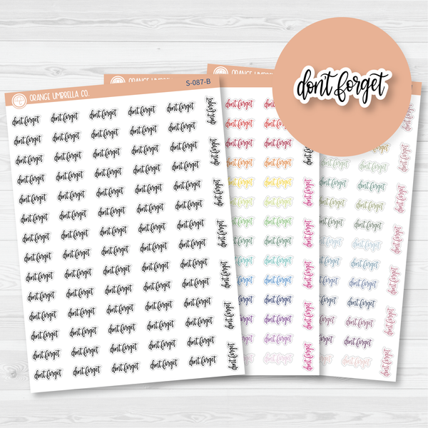 CLEARANCE | Don't Forget Script Planner Stickers | F7 | S-087 / 904-028-001L-WH