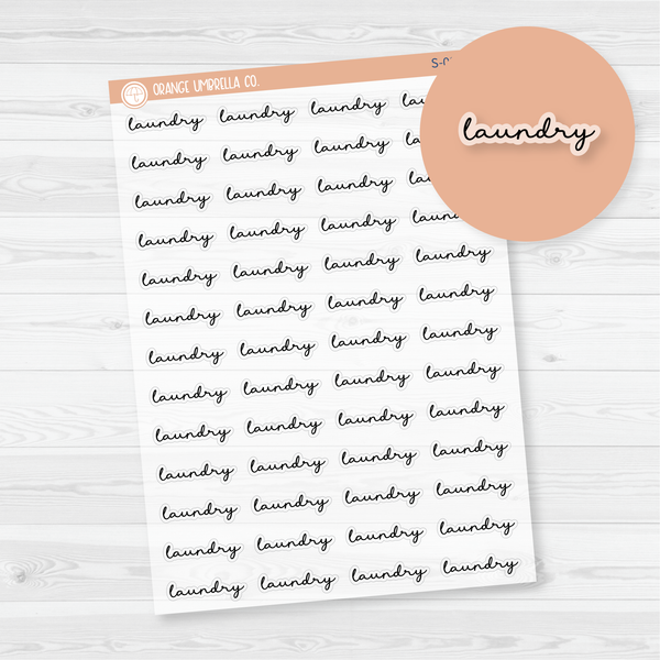 CLEARANCE | Laundry Script Planner Stickers | F5 Clear Matte | S-092-BCM
