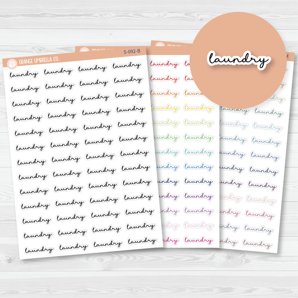 CLEARANCE | Laundry Script Planner Stickers | F5 | S-092 / 921-032-001L-WH
