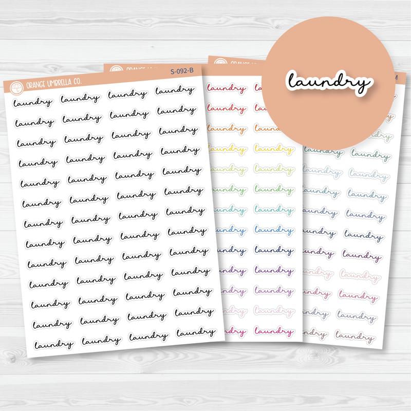 Laundry Script Planner Stickers | F5 | S-092 / 921-032-001L-WH