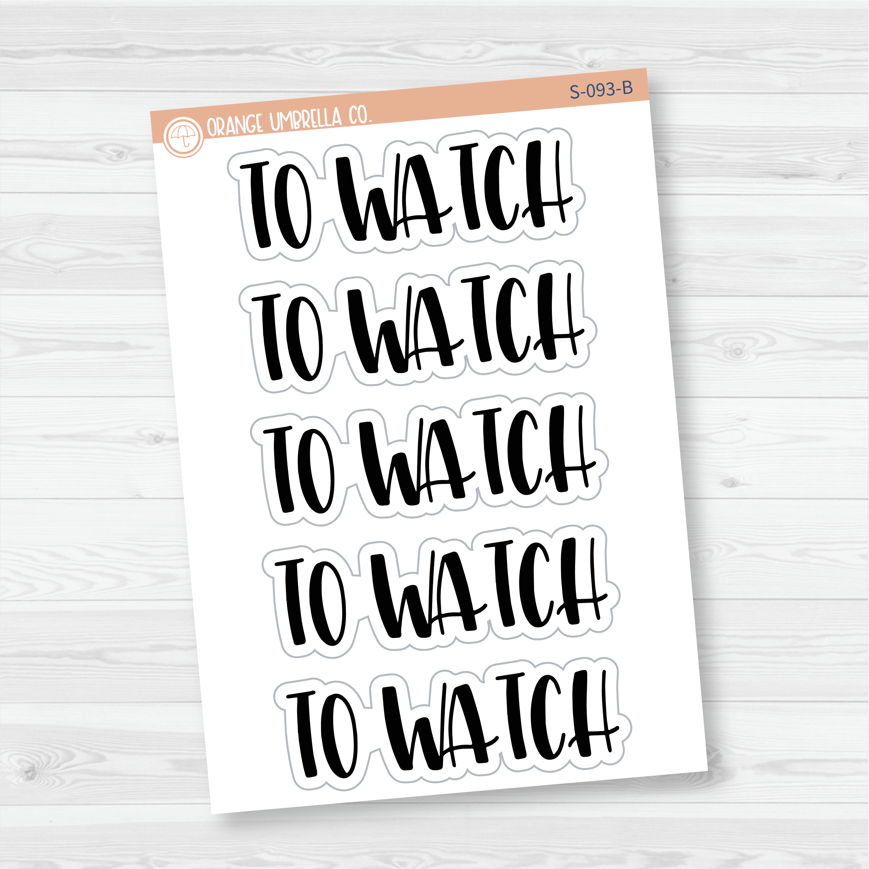 To Watch Header Script Planner Stickers | F1 | S-093-B