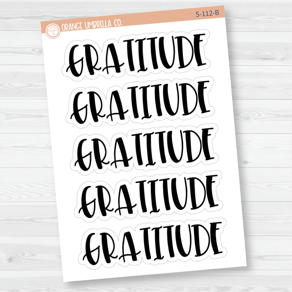 Gratitude Header Script Planner Stickers | F1 | S-112-B