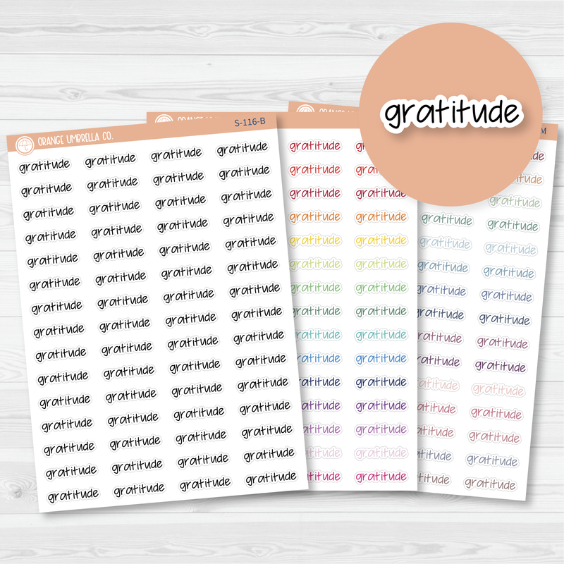 Gratitude Jen Plans Script Planner Stickers | FJP | S-116