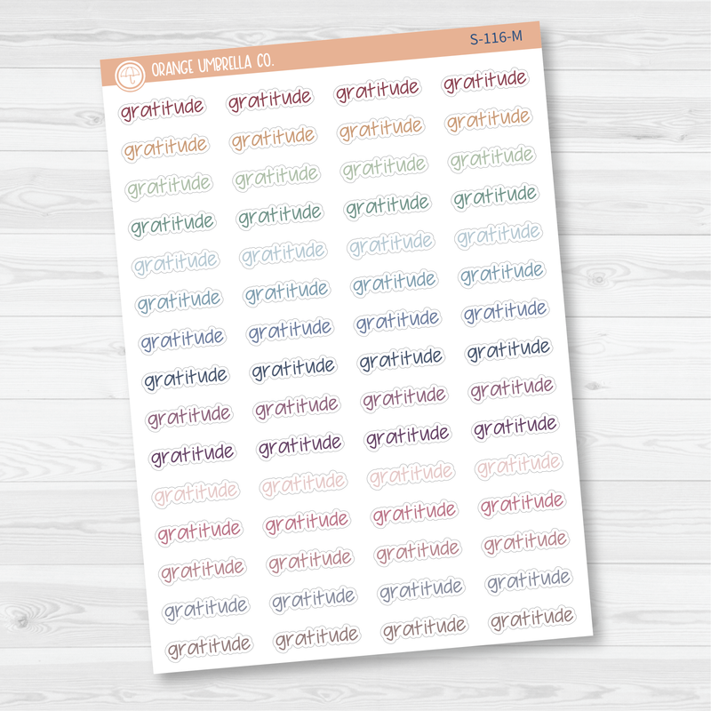 Gratitude Jen Plans Script Planner Stickers | FJP | S-116