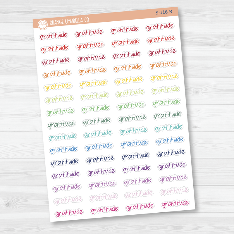 Gratitude Jen Plans Script Planner Stickers | FJP | S-116