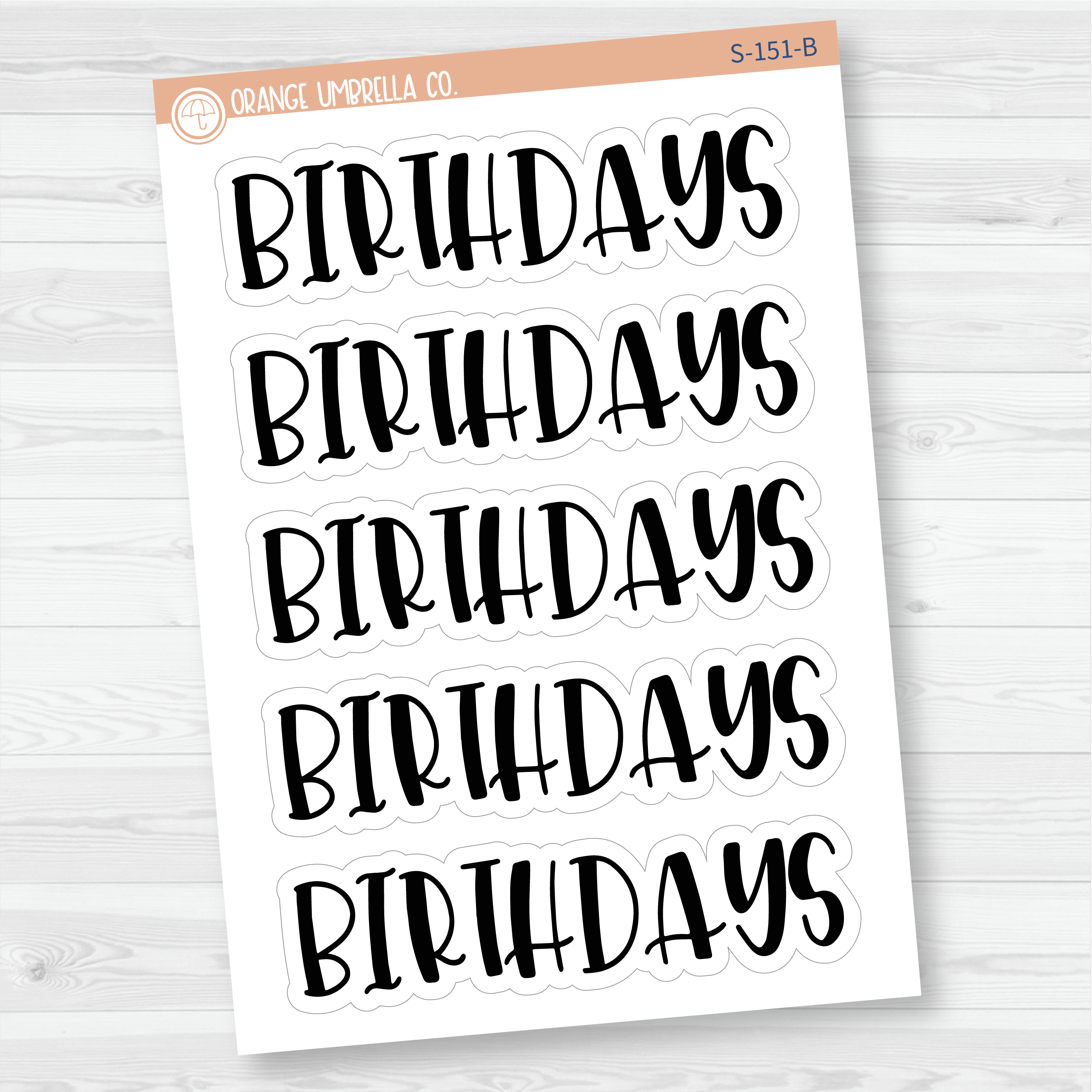 Birthdays Header Script Planner Stickers | F1 | S-151-B