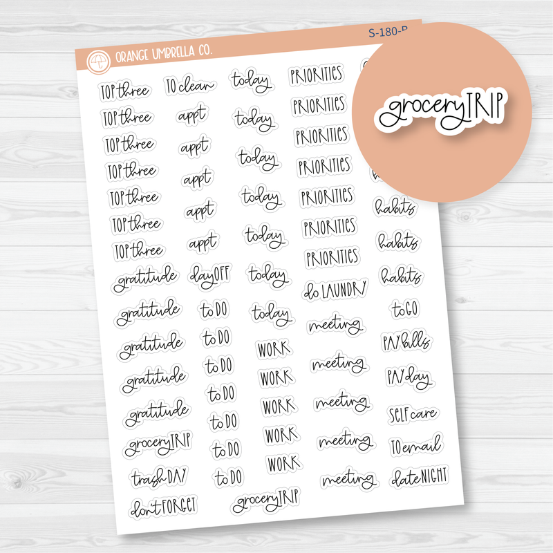 Plum Daily Header Scripts Planner Stickers | FC12 | S-180-B