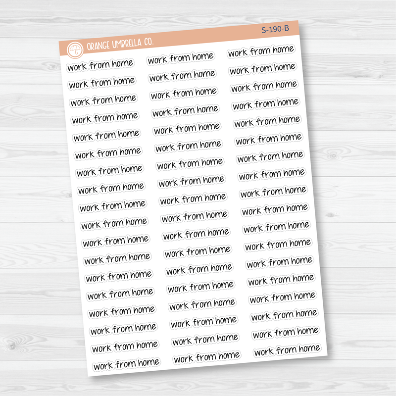 Work From Home Jen Plans Script Planner Stickers | FJP  | S-190