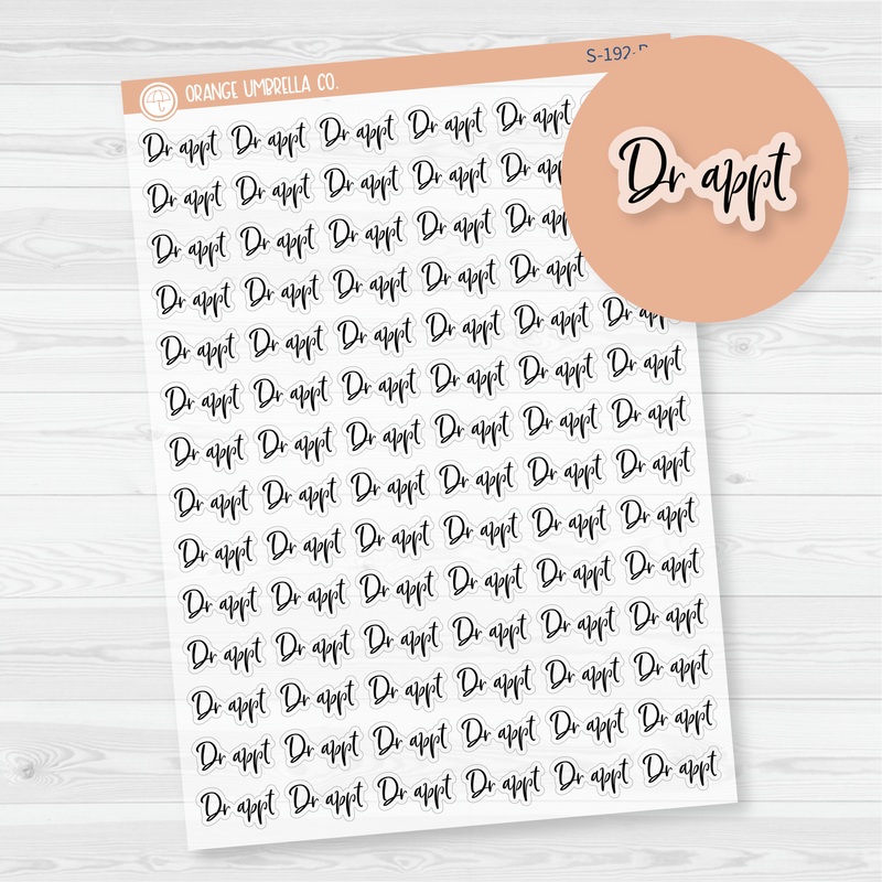 Dr Appt Script Planner Stickers | F2 Clear Matte | S-192-BCM