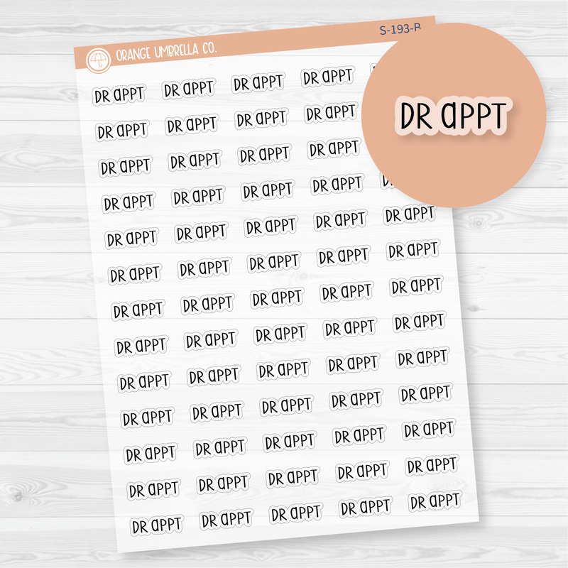 Dr. Appt Script Planner Stickers | F3 | Clear Matte | S-193-BCM