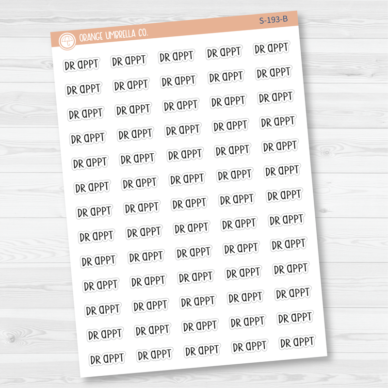 Dr. Appt Script Planner Stickers | F3 | S-193